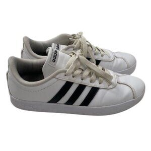 ADIDAS VL Court 2.0 Cloud White Leather Sneaker Tennis Shoes Sz 6